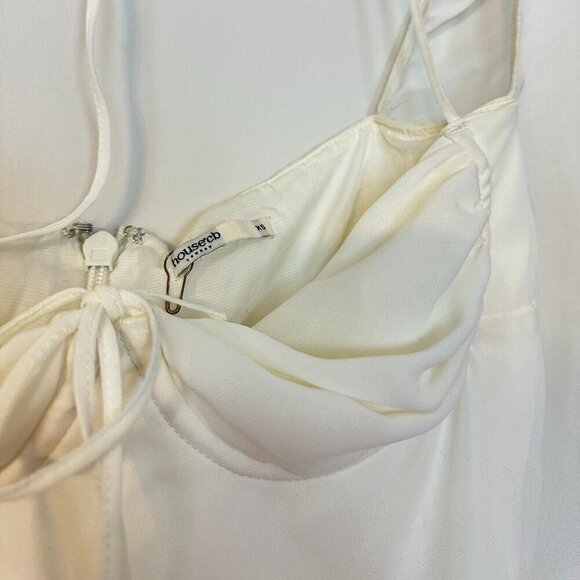 HOUSE OF CB Babydoll Halter Long Sleeve Minidress in Ivory Size X-Small - Picture 6 of 14